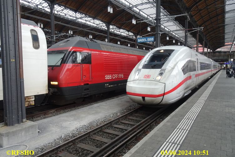 Rückfahrt mit der Bahn, ICE 74 in Basel SBB