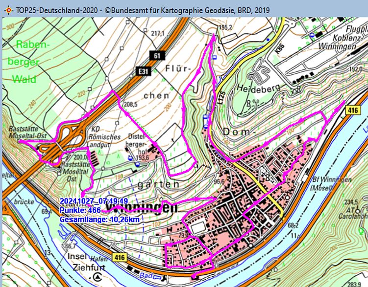 Marschstrecke am 27.10.2024