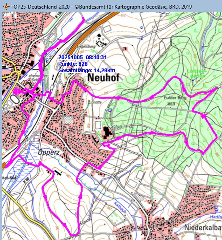 Fuldamarsch, Marschstrecke 2. Tag