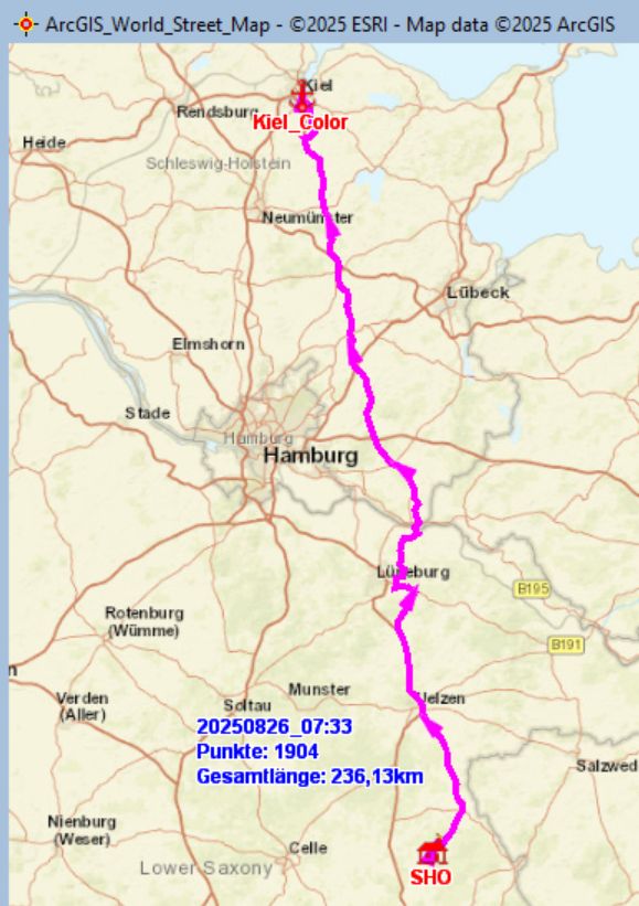 Fahrstrecke in Deutschland, Schönewörde − Kiel