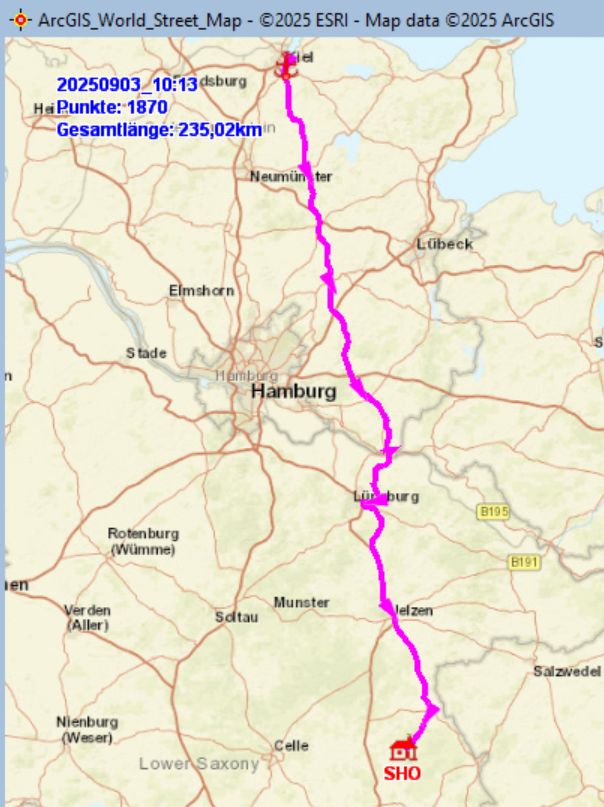Fahrstrecke in Deutschland, Kiel − Schönewörde