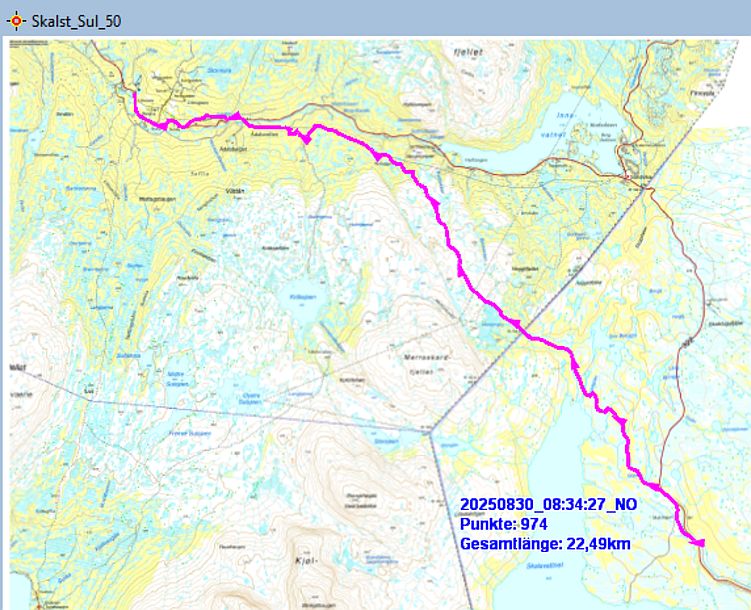 Sagamarsjen, Marschstrecke 1. Tag.