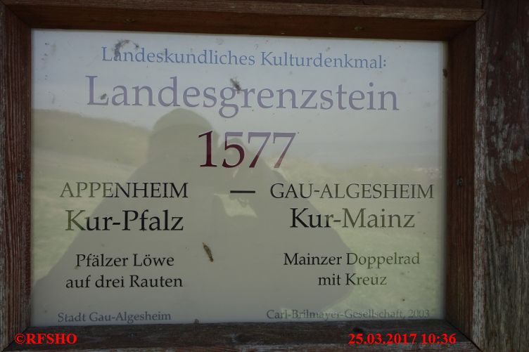 Landesgrenzstein von 1577 Appenheim <-> Gau - Algesheim