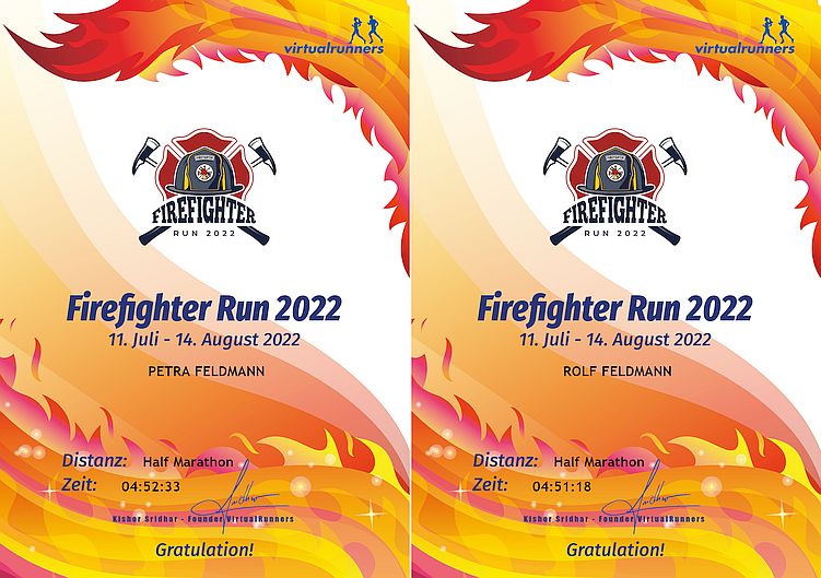 Urkunde vom Firefighter Run 2022