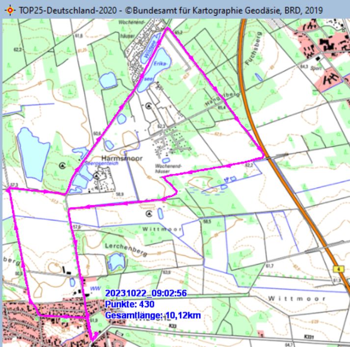 Wanderstrecke am 22.10.2023