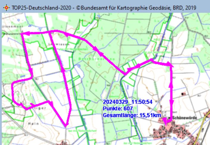 Wanderstrecke am 29.03.2023