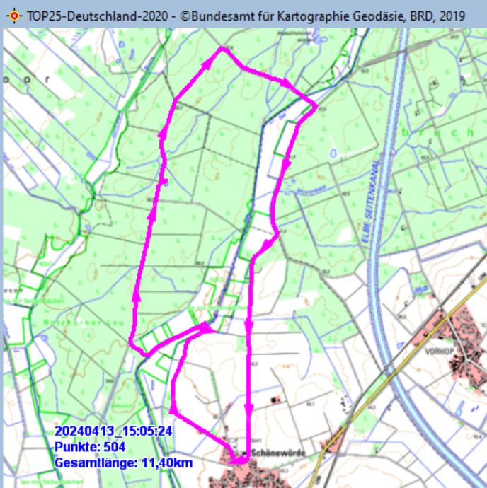 Wanderstrecke am 13.04.2023