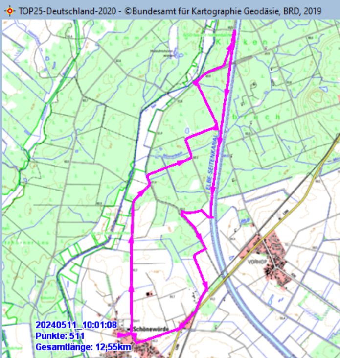 Wanderstrecke am 11.05.2023