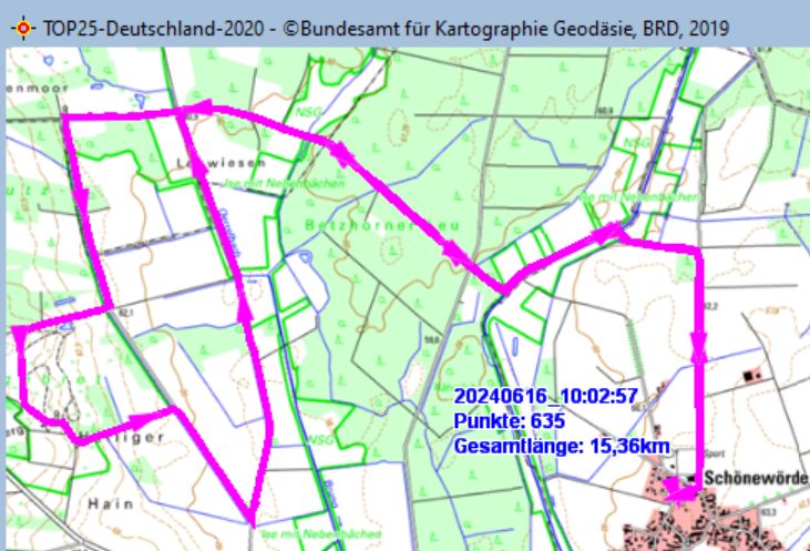 Wanderstrecke am 16.06.2024