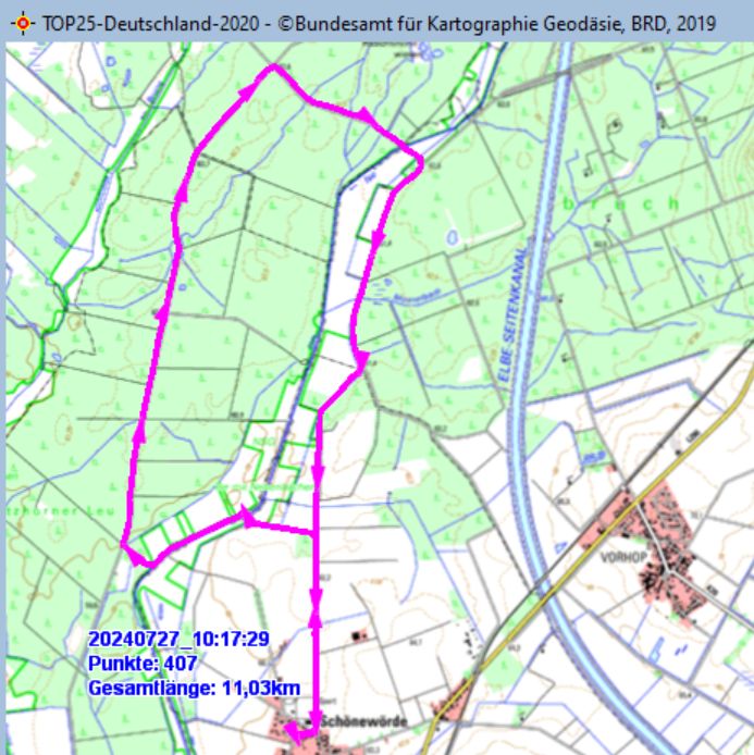 Wanderstrecke am 27.07.2024