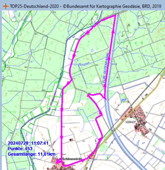 Wanderstrecke am 28.07.2024