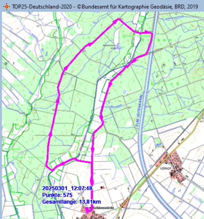 Wanderstrecke am 01.03.2025