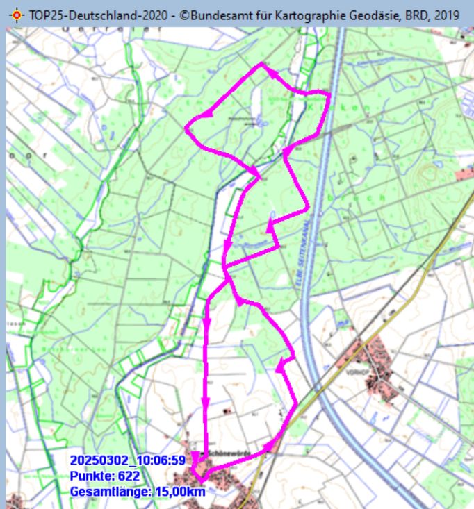 Wanderstrecke am 02.03.2025
