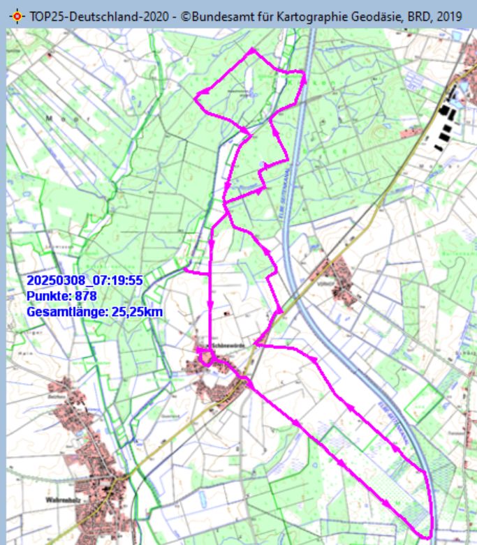 Wanderstrecke am 08.03.2025