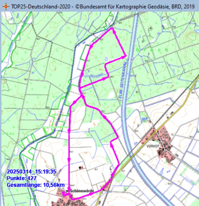 Wanderstrecke am 14.03.2025