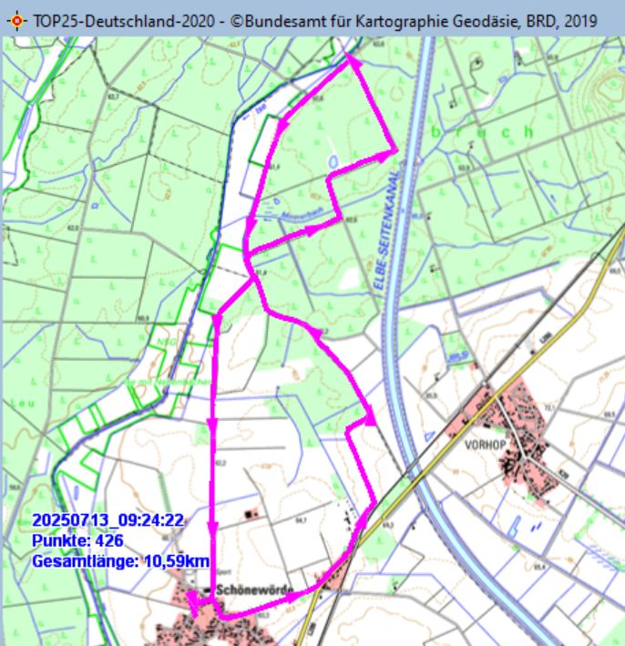 Wanderstrecke am 13.07.2025