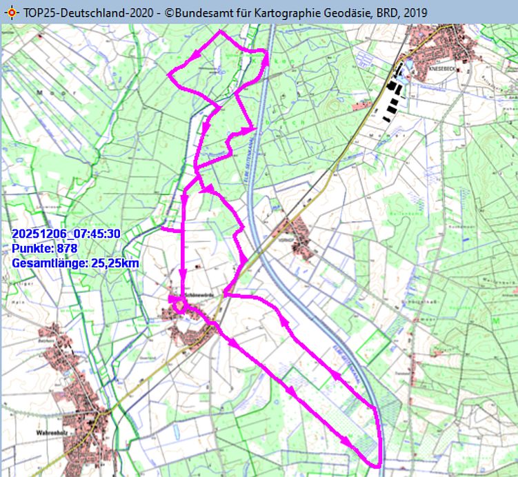 Wanderstrecke am 06.12.2025