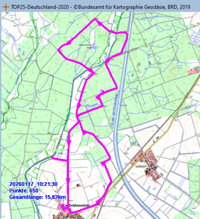 Wanderstrecke am 22.01.2026