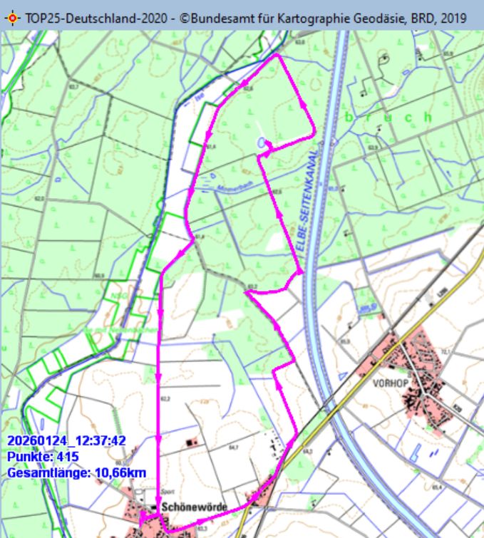 Wanderstrecke am 18.01.2026