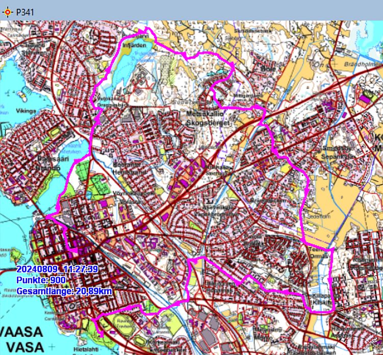 Vaasan Marssi, Marschstrecke 1. Tag 