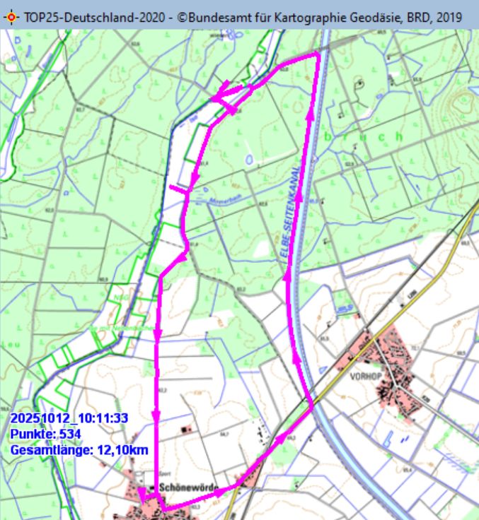 Marschstrecke am 12.10.2025