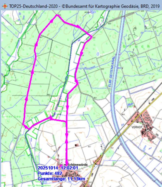 Marschstrecke am 14.10.2025