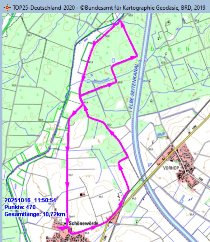 Marschstrecke am 16.10.2025